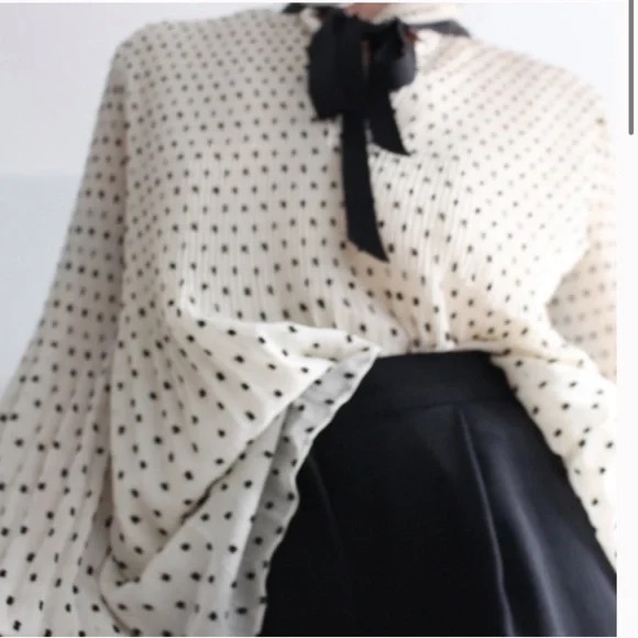 Max Studio Accordion Pleated Long Sleeve Top size Small - Picture 7 of 9